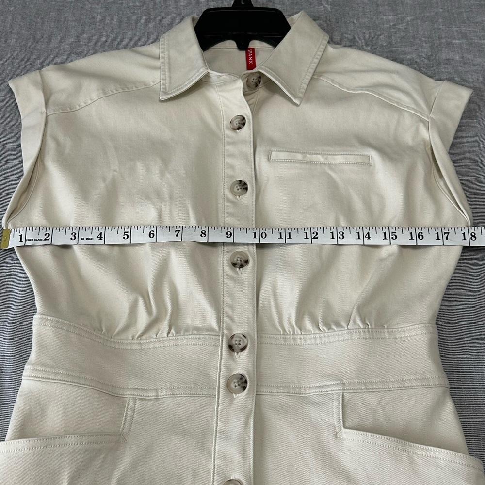 SPANX Cream Button-Front Mini Shirt Dress - Picture 5 of 5